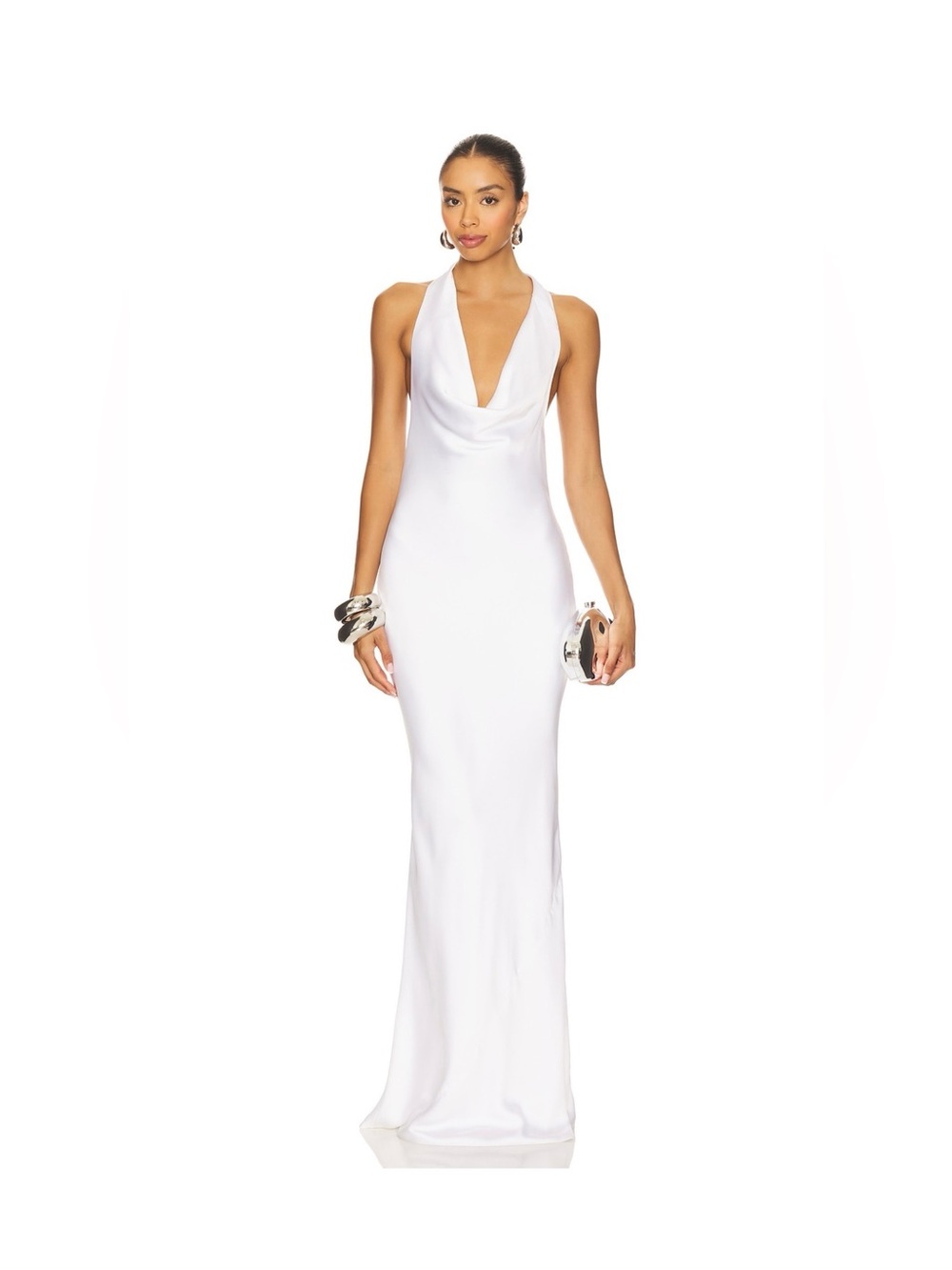 Norma Kamali Halter Drape Bias Gown Snow White Size Bridal Formal Dress